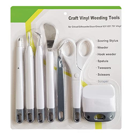 Corey-z Craft Vinyl Weeding Tools Set,Precision Vinyl Tools Kit for Crafting, Weeder/Scraper/Spatula/Tweezers/Scoring Stylus/Scissor for corey-z