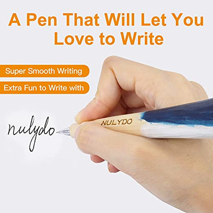 NULYDO 100% Handmade Wood Carved Animal Gel Pen | Shark, Cute Stationary School Supply Office Supply, Fun Pen Novelty Writing Pen, Unique Gift Pen - WoodArtSupply