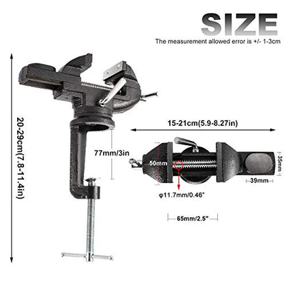 HighFree 3 Inch Bench Vise Home Table Vise Clamp-On Vise 360 Degrees Rotating Universal Clamp Units Vise (Black) - WoodArtSupply