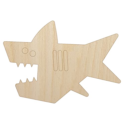 Shark Doodle Unfinished Wood Shape Piece Cutout for DIY Craft Projects - 1/4 Inch Thick - 6.25 Inch Size Sniggle Sloth