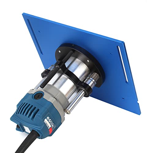 KETIPED Aluminium Router Table Insert Plate,Woodworking Benches 9.4x7.9x0.2 Inch Router Flip Plate with Miter Gauge Guide Aluminium Fence Sliding KETIPED