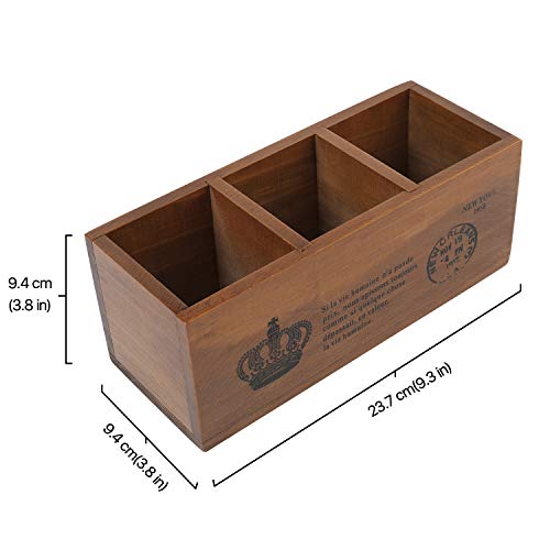 Flexzion Rustic Wood Pencil Holder for Desktop or Table - Home and Office Storage Caddy Wood for TV Remote Holder and Desk Pencil Holder Wood Flexzion