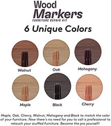 Katzco Furniture Repair Kit Wood Markers - Set of 13 - Markers and Wax Sticks with Sharpener - for Stains, Scratches, Floors, Tables, Desks, Katzco