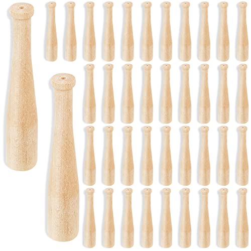 Wesiti 100 Pcs Mini Baseball Bat 2 Inch Unfinished Wooden Bats Unpainted Small Baseball Bats Miniature Bats for Painting Keychain Action Figures DIY Wesiti