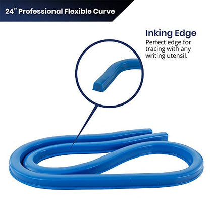 Pacific Arc Flexible Curve 24" with Inking Edge, for Drawing, Pattern Making, Engineering, Stencil Making - WoodArtSupply