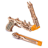 Wood Trick Cyber Gun 3D Wooden Puzzle - Rubber Band Gun Pistol - Shoots up to 20 feet - Wood Model Kit for Adults and Kids to Build - 14+ Wood Trick