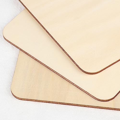 80 Pieces Rectangle Unfinished Wood Pieces, 4 x 6 Inch Natural Wood Cutout Tiles for DIY Crafts, Painting, Carving and Home Decor, Coasters,