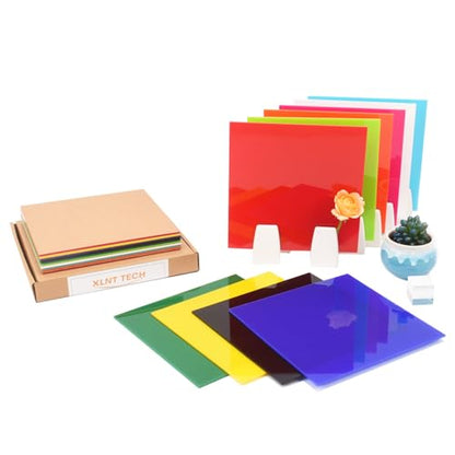 XLNT TECH 10 Pieces & 10 Colors Cast Acrylic Opaque (no-Transparent) Plastic Sheet 8 x 8 Inch (.118" Thick), for Signs, DIY Projects. - WoodArtSupply