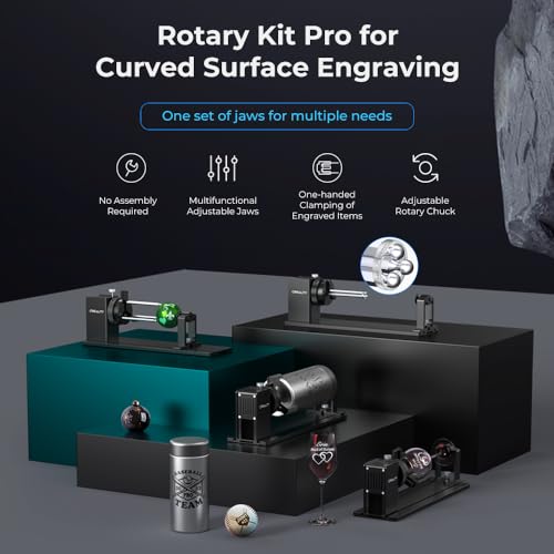 Creality Laser Rotary Roller Pro, Laser Rotary Roller 3 in 1 Multi-Function Engraving Accessories for Laser Engraver, Jaw Chuck Rotary for Engraving Skouphy