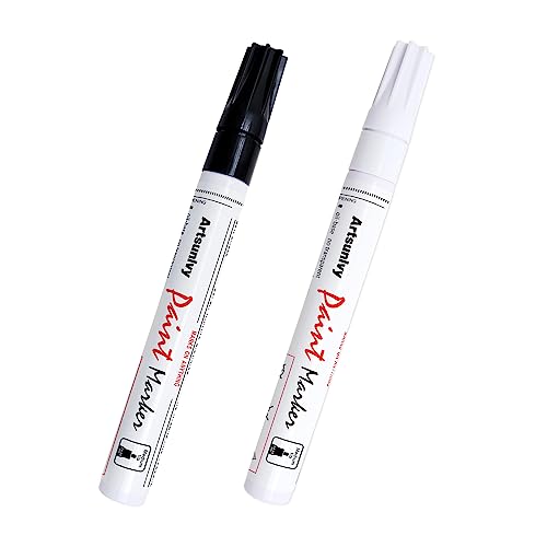 Artsunlvy Permanent Paint Pens Paint Markers - 2 Pack Black & White Oil Based Quick Dry Waterproof Markers For Tire, Rubber,Wood, Rocks, Metal, - WoodArtSupply