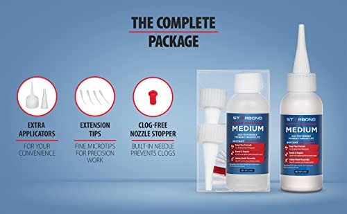 Starbond 2 oz. Medium CA Glue (Premium Cyanoacrylate Super Glue) for Quick Glue-ups, Woodworking, Woodturning, Hobby Models Starbond