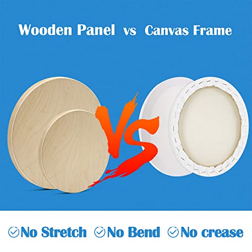 Falling in Art Unfinished Round Birch Wood Panels Kit for Painting, Wooden Canvas 4 Pack of 6 and 8" Studio 3/4" Deep, Cradle Boards for Pouring, Falling in Art