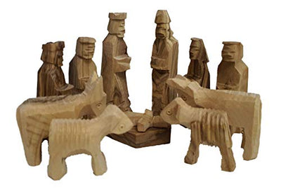 Bethlehem Gifts TM Carved from Bethlehem Olive Wood Christmas Nativity Story Figurines (2.75" Simple Figurines)