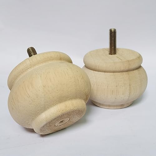 Btibpse 2 Inch Wooden Furniture Legs, Solid Wood Unpainted Replacement Furniture Legs, Ottoman/Loveseat Replacement Legs, Cabinet Btibpse