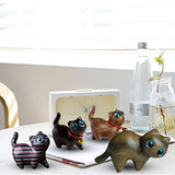 4Pcs Sandalwood Hand Carved Wood Cat, Handmade Wood Carved Cats Hand Carved Kitten Pet Sandalwood Decoration Handmade Wood Carved Cats Cute Cat SYWAN