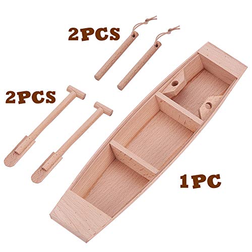 GORGECRAFT 11.6 Inch Large Wooden Boat Unfinished Natural Canoe Wood Craft Project Nautical Fishing Boat Model Ocean Landscape Ornamnets Sailboat GORGECRAFT