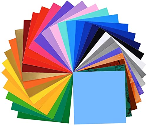 Lya Vinyl Permanent Vinyl Bundle, 25 Self Adhesive Vinyl Sheets + 5 Holographic Vinyl Sheets for Cricut, 12" x 12" Vinyl Bunble for Mug, Cup, Window, Lya Vinyl