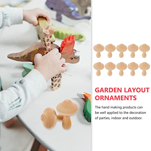 MAGICLULU 10pcs Unfinished Wooden Mushroom Unpainted Wood Mushrooms Set Various Sizes Wooden Mushroom for Arts Projects