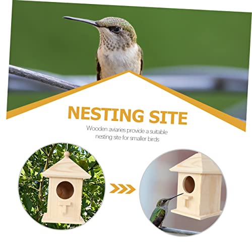Kisangel Bird Nest Wooden Hummingbird House Birdhouses for Outdoors Bird Houses for Outside Wood Bird Feeder Unfinished Wood Birdhouse Balcony Bird Kisangel