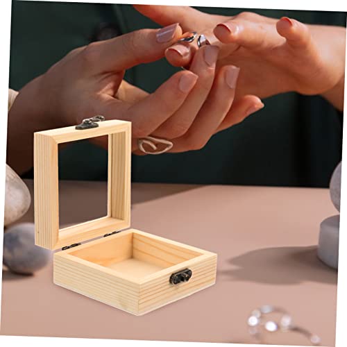 COHEALI 4 pcs moisennette Jewelry Treasure Box hinged Cover Container European Style Glass Wooden Storage Bins Bracelet Holder Treasure Chest Wedding COHEALI