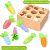 KMTJT Montessori Toys for 1 2 3 Year Old Toddlers, Macron Carrot Harvest Game Wooden Toys for Baby Boys and Girls, Educational Learning Shape Sorting KMTJT
