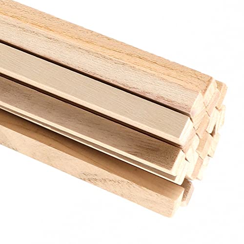 TAICHEUT 60 Pack 1/2" X 12" Unfinished Wooden Square Dowel Rod, Hardwood Wood Strips Balsa Wood Sticks for Painting, Coloring, DIY Crafts and Model TAICHEUT