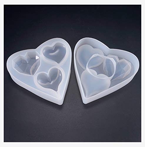 6 Style Deep Heart Shape Epoxy Mold Over 1" Size Silicone Mold UV Resin Love Heart Shape Beads for DIY Handmade Keychain Pendant -A QTTLLI