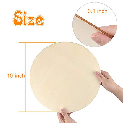 Coopay 16 Pieces 10 Inch Wooden Circles, Unfinished Round Wood Slices Natural Wooden Cutouts for Door Hanger, Painting, Wedding, Home Decoration DIY - WoodArtSupply