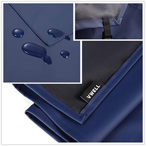 Waterproof Rubber Vinyl Apron W/ 2 Pockets - Lab Apron for DishWashing,Grooming Blue VWELL