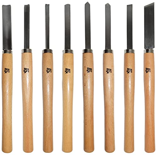 8 Piece Wood Chisel Woodworking Lathe Hand Tool Set by Science Purchase - WoodArtSupply