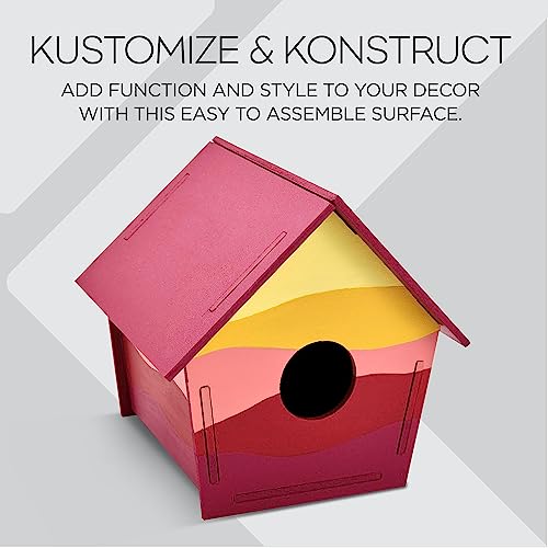 Plaid Birdhouse, Konnectz Unfinished, Easy to Assemble Wood Surface Perfect for DIY Arts and Crafts Projects, 61799 Plaid