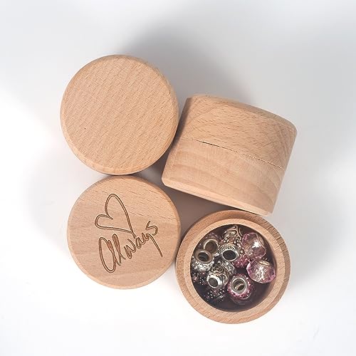 ASUNFO 3 Pcs Mini Round Wooden Ring Jewelry Box Holder Small Trinket Wooden Box with Lid DIY Storage Trinket Bearer Container Case Wood Ring Box ASUNFO