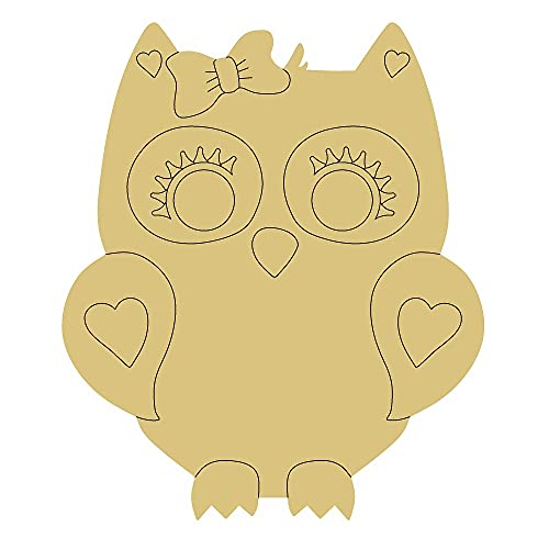 Owl Design by Lines Cutout Unfinished Wood Animal Nursery Kids Room Seasonal Door Hanger MDF Shape Canvas Style 7 Art 1 (12")