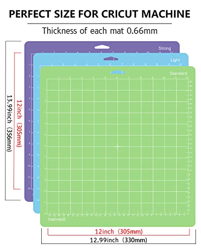 Gwybkq Cutting Mat 8 Packs for Cricut Explore One/Air/Air 2/Maker 12x12 Variety Grip Non-Slip Durable Mats Sticky (Light,Standard,Strong) Grip