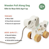 WoodenEdu Baby Toys Car,Wooden Pull Along Toddler Toy, Developmental Toy for 1 Year Old Girl Boy Birthday Gift (Dog) WoodenEdu