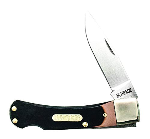 Old Timer 3OT Bearhead Traditional Lockback Pocket Knife with 2.2in High Carbon Stainless Steel Blade, Sawcut Handle, and Convenient Small Size for Schrade