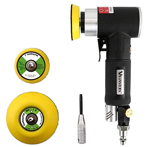 Valianto 2" 3" Mini Air Sander, Pneumatic Sander Random Orbital Eccentric Dual Action Polisher with M6 Thread Plate (2" and 3"),- Adjustable Airflow - WoodArtSupply