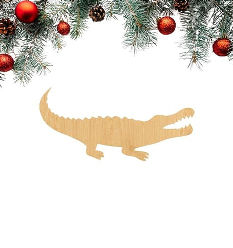 3 Pcs Alligator Supply 3" Wooden Shape Ornaments Unique Unpainted Smooth Surface Unfinished Laser Cutout Wood Sheets Boards for Crafts 1/8 Inch Thick WoodArtSupply