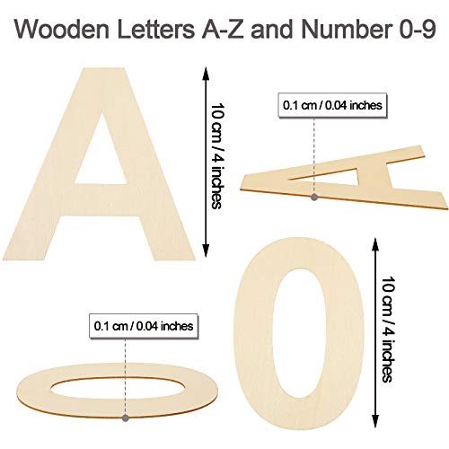  36 Pieces Unfinished Wooden Alphabet Letters for