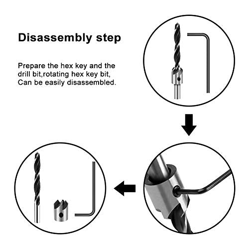 COMOWARE Countersink Drill Bits Set- 7Pcs Counter Sink Bit for Wood High Speed Steel, Woodworking Carpentry Reamer with 1 Free Hex Key Wrench - WoodArtSupply