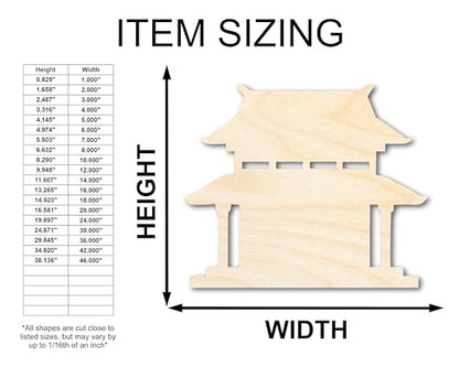 Unfinished Wood Asian Pagoda Shape | Craft Cutout | up to 36" DIY 16" / 1/4" - WoodArtSupply