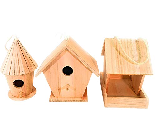 3 Large Design Your Own Bird House Set Include Bird Feeder and 2 Bird House - WoodArtSupply