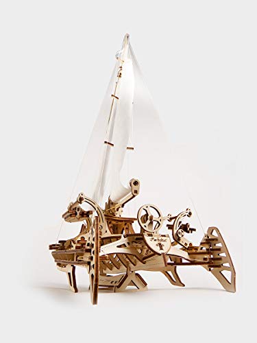 UGEARS 3D Puzzles for Adults Trimaran Merihobus - Wooden Mechanical Models Construction Craft Kits for Adults UGEARS