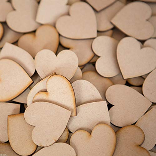 Vosarea 50pcs Wooden Hearts Slices Blank Unfinished Wooden Discs Cutout Pieces Embellishments for Scrapbooking Wedding Table Scatter DIY Arts Craft VOSAREA
