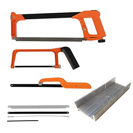 Hacksaw Set, Steel Saw 12 inch with Replaceable Saw Blades and Metal Miter, 3pcs Handsaws (Hacksaw Frame, Mini Hacksaw, Junior Hacksaw) for Wood REALIJE