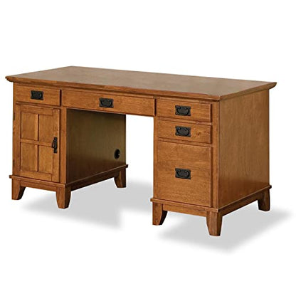 Home Styles Arts and Crafts Cottage Oak Double Pedestal Desk by Home Styles - WoodArtSupply