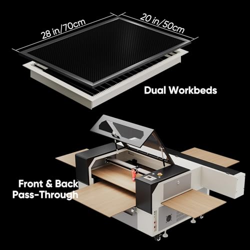 Monport 100W CO2 Laser Engraver＆Water Chiller with Lightburn,20"x28" Laser Engraving Cutting Machine with Autofocus 2 Way Pass Air Assist Commercial - WoodArtSupply