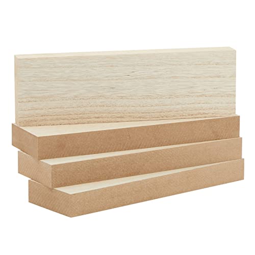 4 Pack Unfinished Wood Boards for Crafts, Painting, Wood Carving, 1" Thick Wooden Boards for DIY Signs (3 x 10 In) - WoodArtSupply