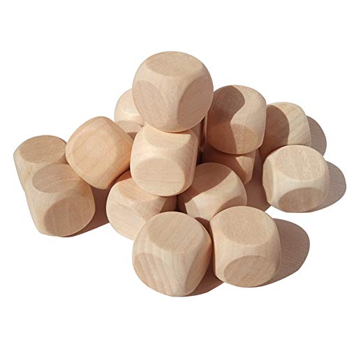 100 Pcs Blank Wooden Dice Unfinished Square Blocks 6 Sided Wood Cubes with Rounded Corners for DIY Craft Projects (16MM)