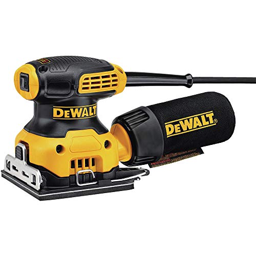 DEWALT Palm Sander, 1/4-Inch, 2.3 Amp, 14,000 OPM, Storage Bag Included, Corded (DWE6411K), Yellow DEWALT